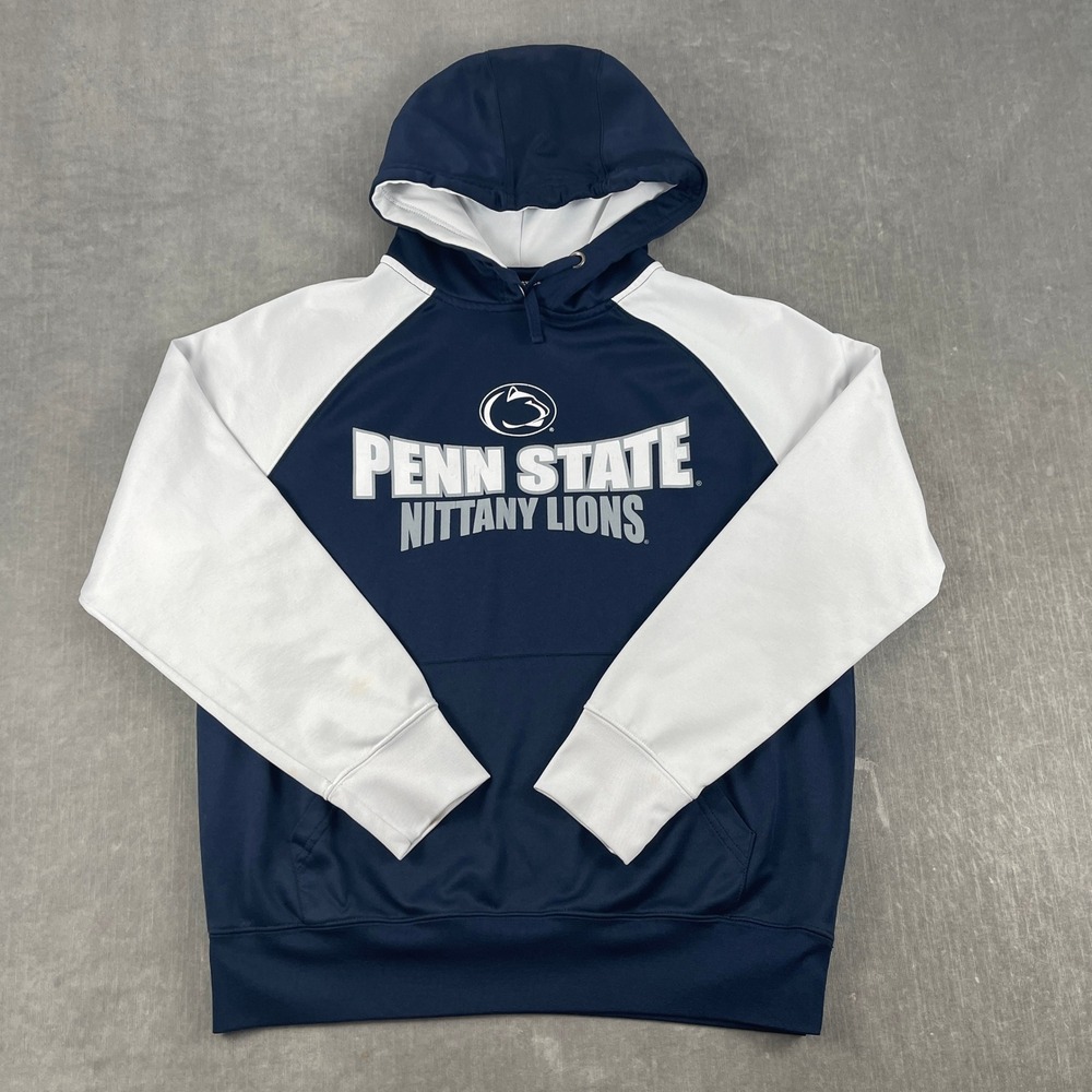 Penn State Mens Medium Blue White Hoodie Nittany Lions Colorblock Pullover